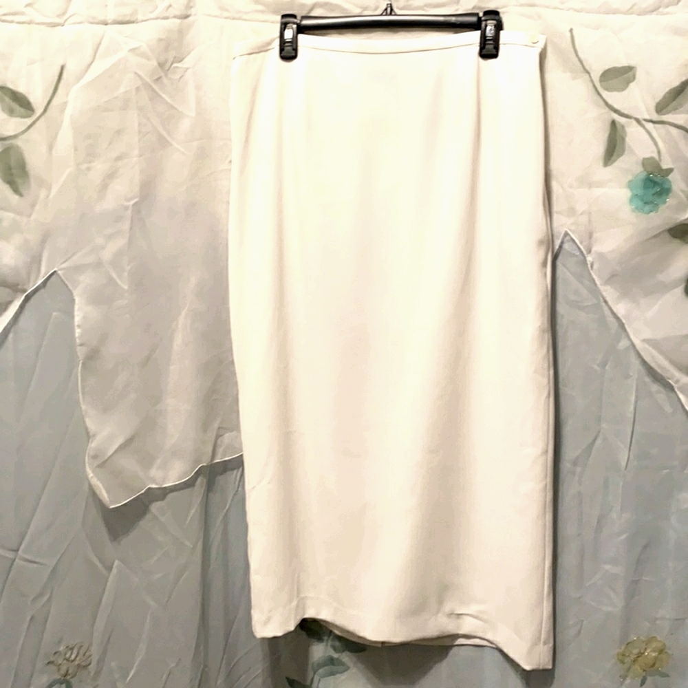KAREN SCOTT WHITE LINED MAXI PENCIL SKIRT SZ 16W